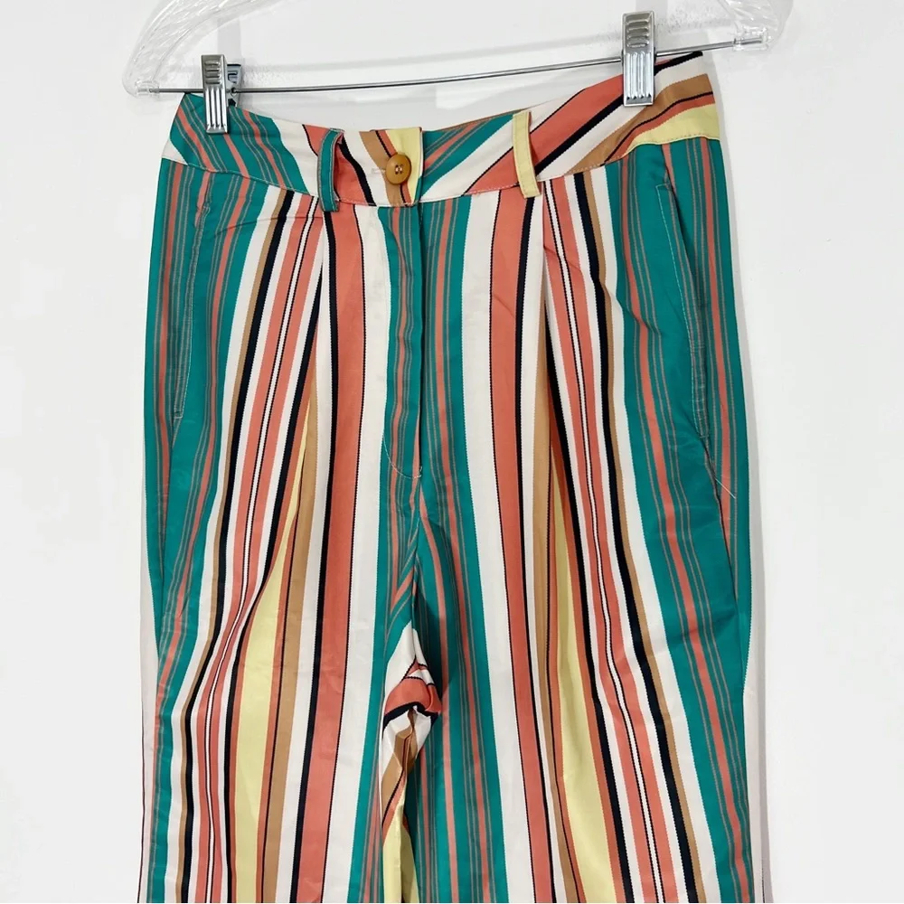Anthropologie Tiny Camelia Wide Leg Striped High Rise Pants Size 4 Retro Groovy - Picture 3 of 12
